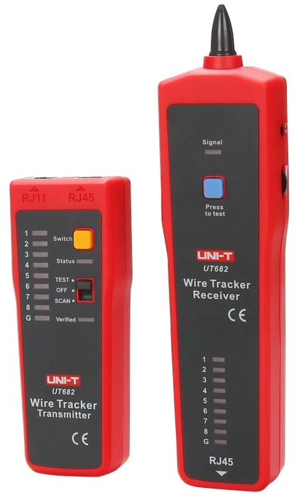 VIELOS PORŲ DETEKTORIUS SU KABELIŲ TESTERIU RJ-45 UT-682 UNI-T