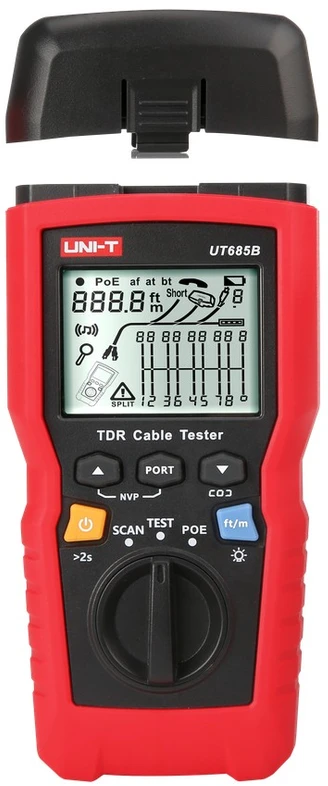 Uni-t Universalus tinklo kabelių testeris, RJ45, RJ11, coax , 500m, POE 802.3AF, 802.3 AT, 802.3BT, Ethernet portų testavimas; UNIT