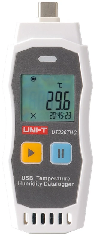 USB temperatūros ir drėgmės kaupiklis -30~70C; 0~99.9%RH; iki 64000 taškų; UNI-T
