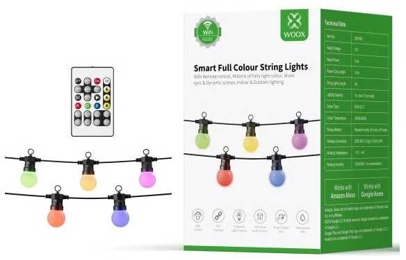 Woox Išmani LED girlianda, spalvota RGB + CCT, Wi-Fi, atspari drėgmei IP65, 9m, su papildomu pulteliu