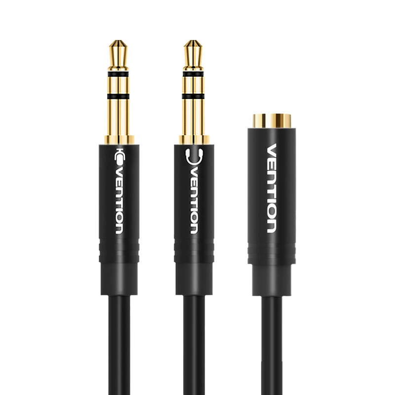 Vention AUX 2x 3.5mm kabelis 0.3m - Juodas