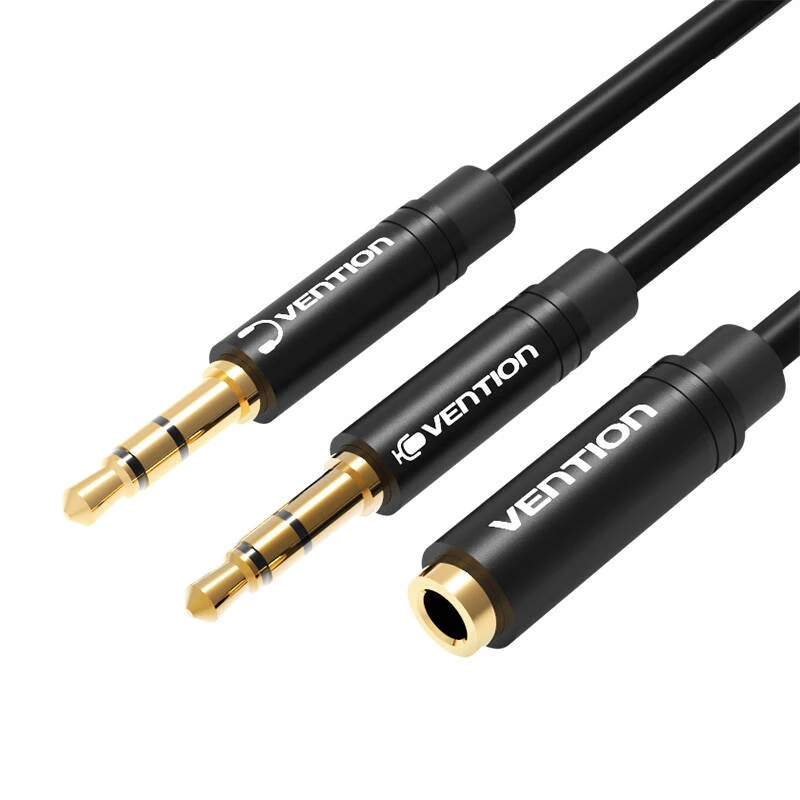 Vention AUX 2x 3.5mm kabelis 0.3m - Juodas