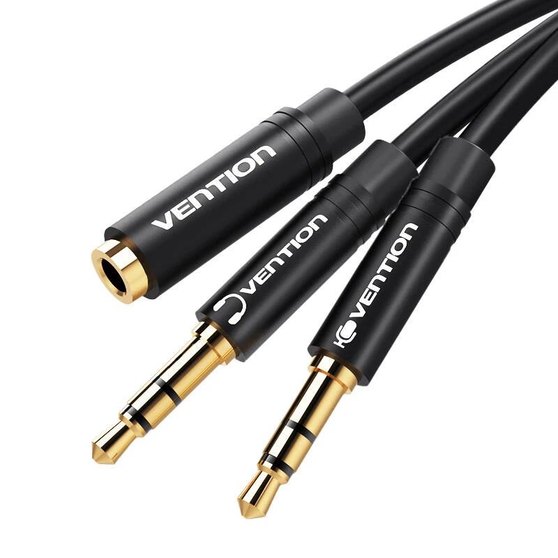 Vention AUX 2x 3.5mm kabelis 0.3m - Juodas