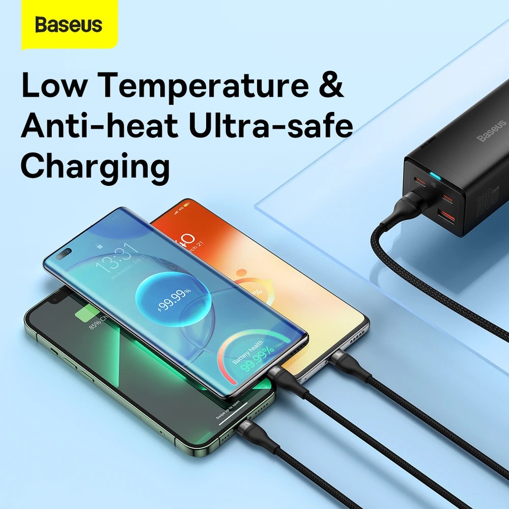 Baseus Flash Series 3in1 USB laidas USB-C + micro USB + Lightning 100W 1.2m – Juodas