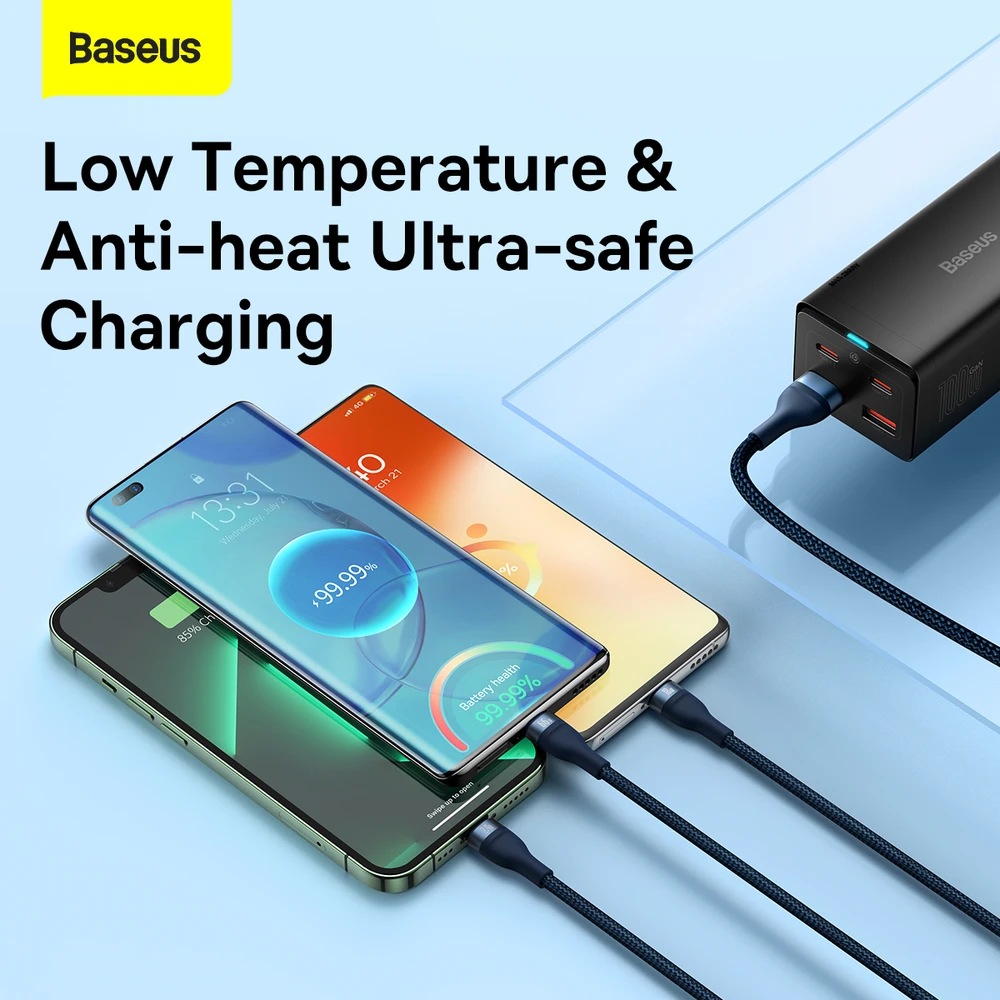 Baseus Flash 3 su 1-ben USB įkrovikliu, USB-C + Micro USB + Lightning 66 W, 1.2 m (kek)
