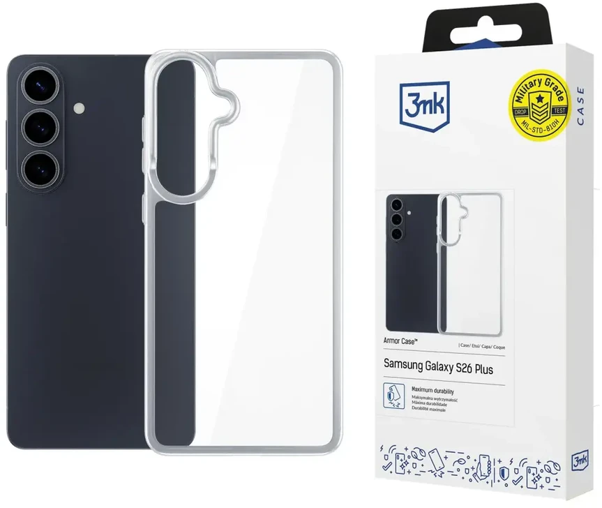 3mk šarvuotas dėklas, skirtas „Samsung Galaxy S26+“ - skaidrus
