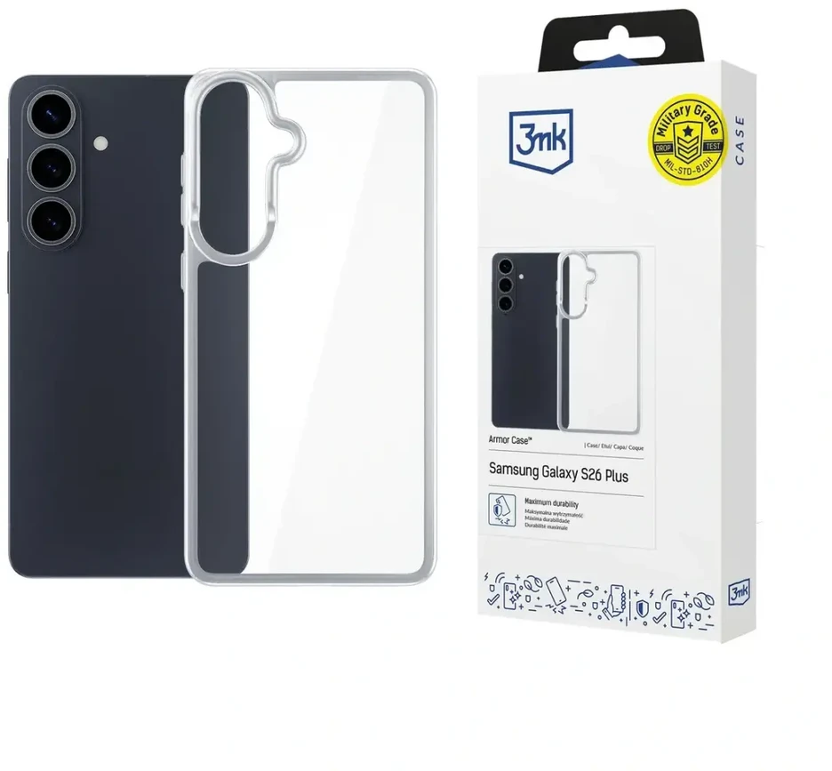 3mk šarvuotas dėklas, skirtas „Samsung Galaxy S26+“ - skaidrus