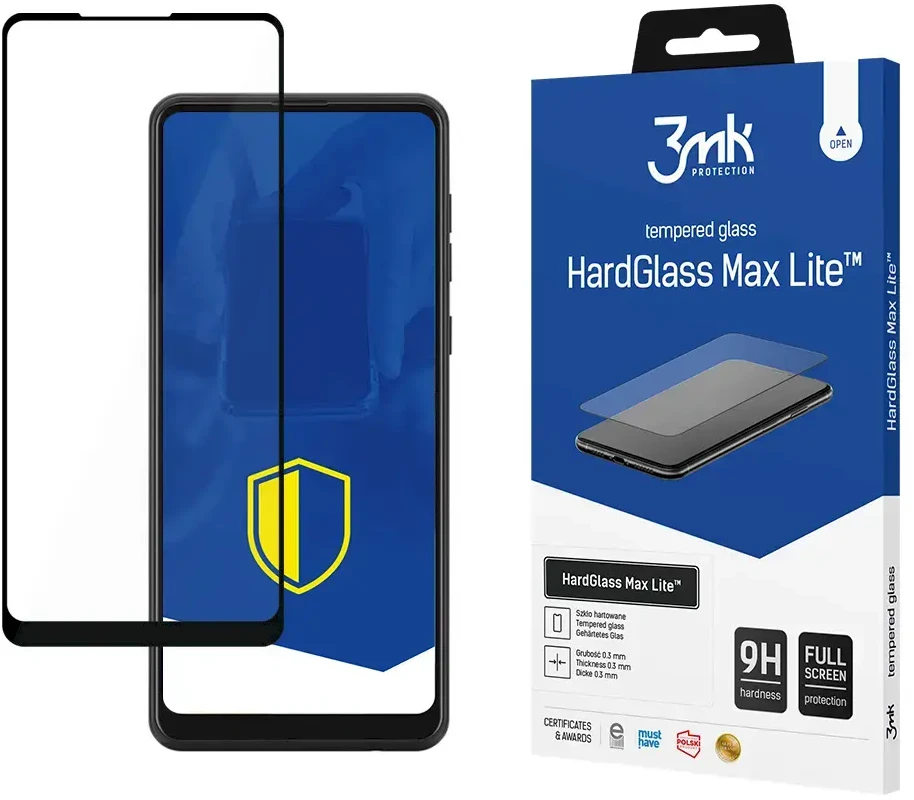 3mk HardGlass Max Lite Juodas grūdintas stiklas, skirtas Samsung Galaxy A21