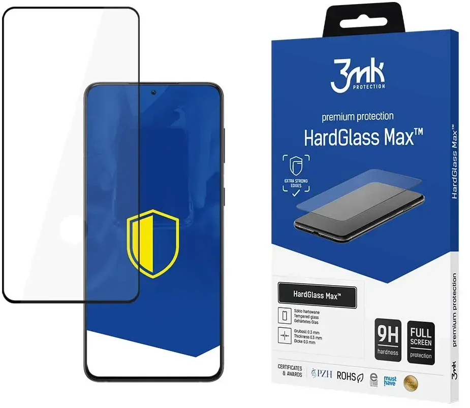 3MK Plus Juodas HG Max FP Samsung, Galaxy S21 Plus, Juodas, Screen Protector Tempered Glass 9H
