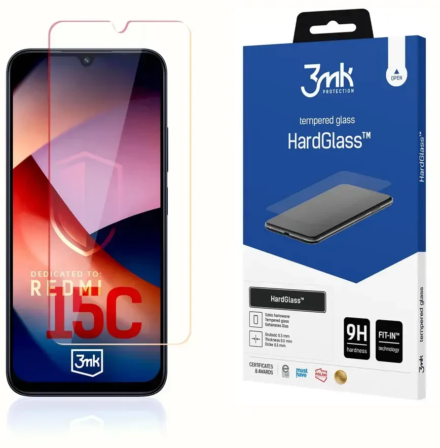 LCD apsauginis stikliukas 3mk Hard Glass Xiaomi Redmi 15C 4G/5G/Poco C85 4G/5G