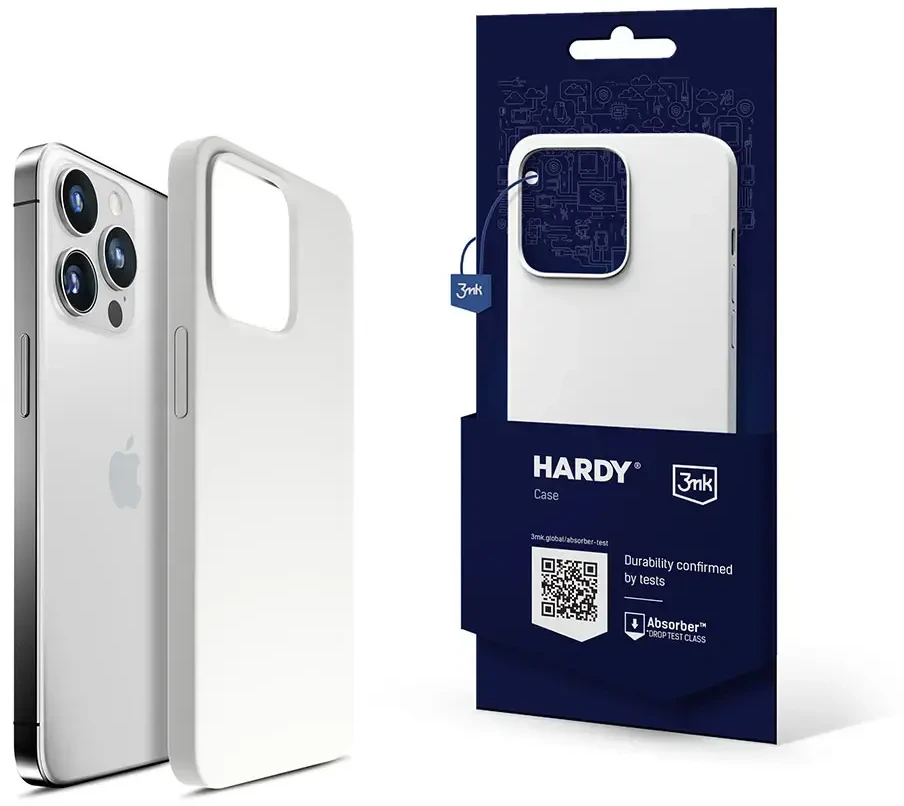 Dėklas 3Mk Protection 3mk Hardy silikoninis „MagCase“, skirtas „iPhone 15 Pro Max“ – baltas