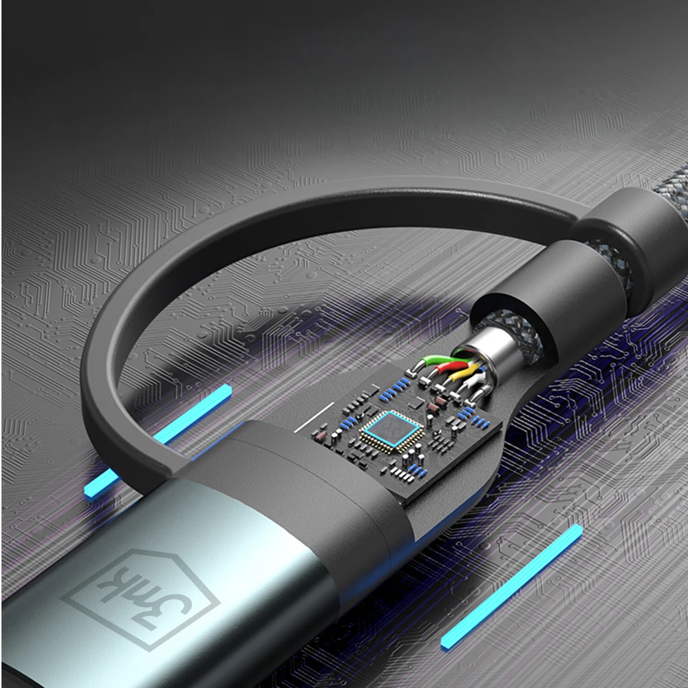 3Mk Protection Aksesuarai - 3mk Hyper Cable N-SERIES 2 in 1 A/C to C/Lightning 1 QC 3.0 9V/2A 60W Juodas