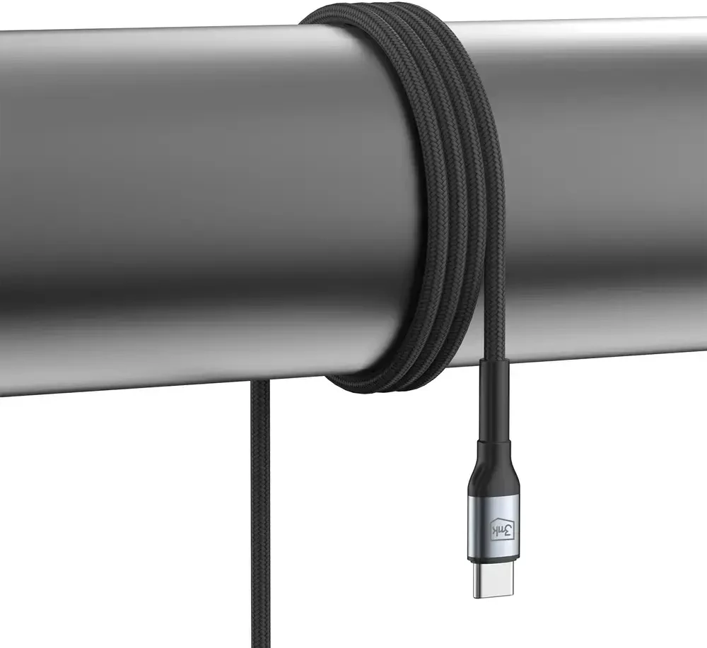 3Mk apsaugos priedai - 3mk Hyper Cable N-SERIES C į C 2m PD 3.0 QC 3.0 20V/3A 60W Juodas - Pasukamas