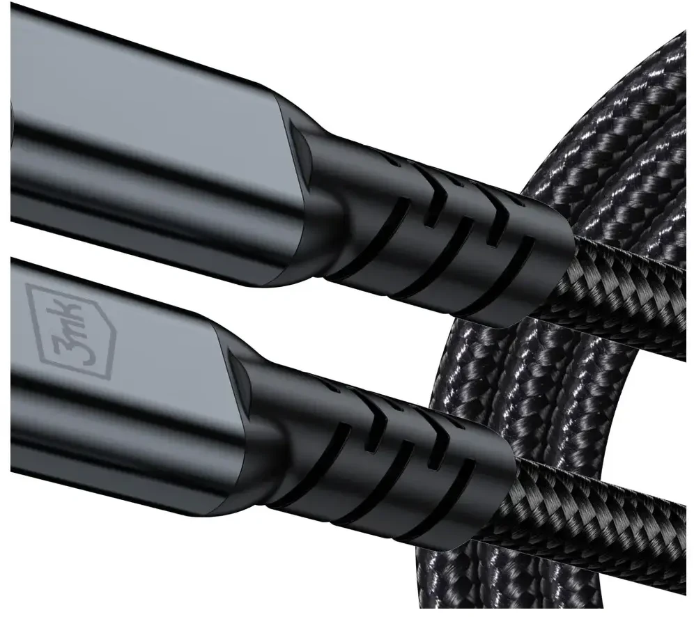 3MK Hyper N-SERIES duomenų perdavimo ir įkrovimo laidas | USB-C į USB-C | 240 W | Thunderbolt 4 | 1 m | juodas