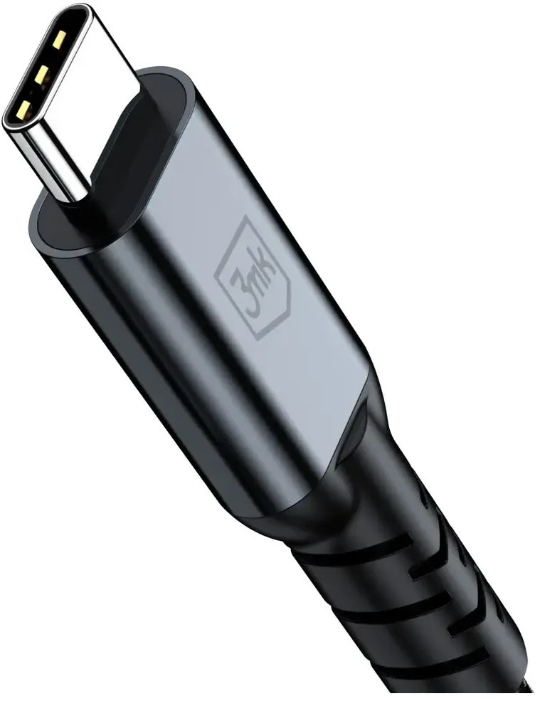 3MK Hyper N-SERIES duomenų perdavimo ir įkrovimo laidas | USB-C į USB-C | 240 W | Thunderbolt 4 | 1 m | juodas