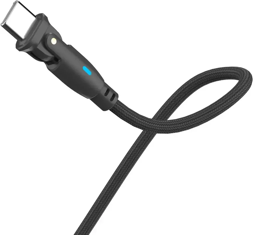 3Mk apsaugos priedai - 3mk Hyper Cable N-SERIES C į C 2m PD 3.0 QC 3.0 20V/3A 60W Juodas - Pasukamas