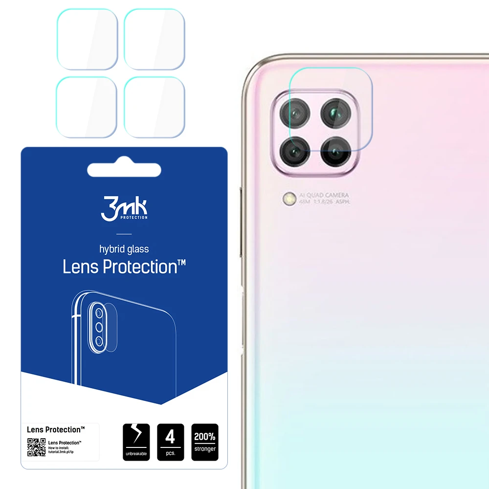 HIBRIDINIS STIKLAS 3MK LANKSTUS STIKLINIS OBJEKTYVAS HUAWEI P40 LITE FOTOAPARATUI 4 VNT.