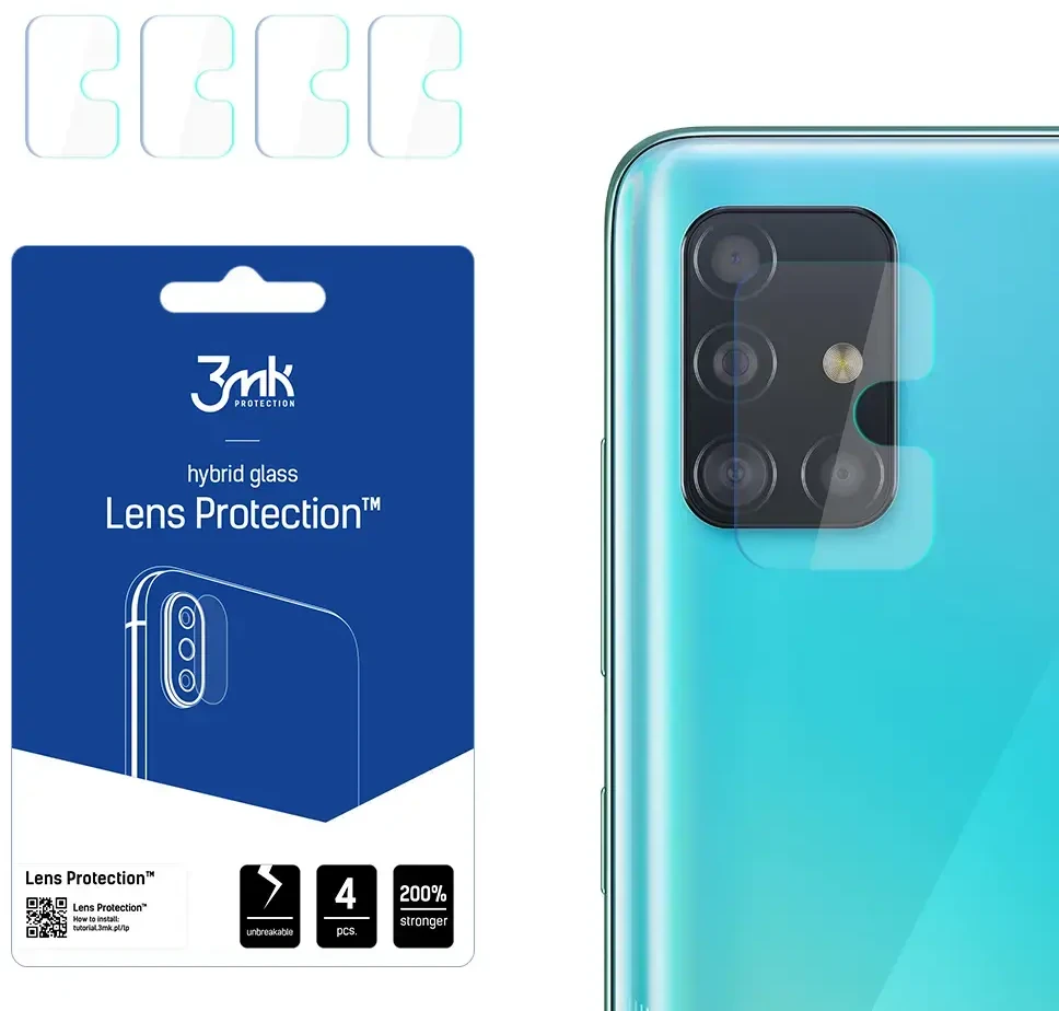 HYBRID GLASS 3MK FLEXIBLE GLASS LENS SAMSUNG GALAXY A51 FOR CAMERA 4 PCS.