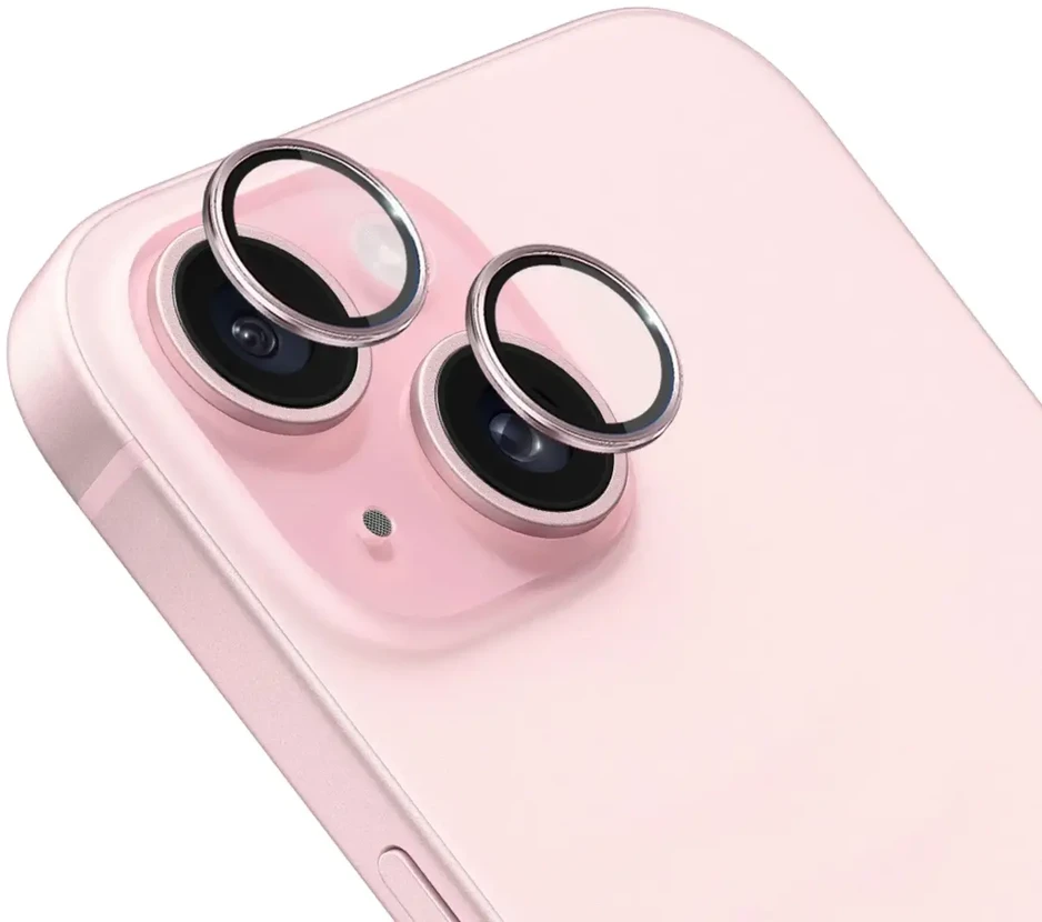 Apsauginis stiklas telefono kamerai Apple iPhone 15 3MK Lens Protection Pro rožinės spalvos
