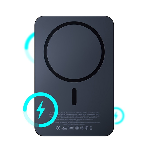 Powerbank 3mk MagSynergy su MagSafe 5000mAh 18W - juodos spalvos