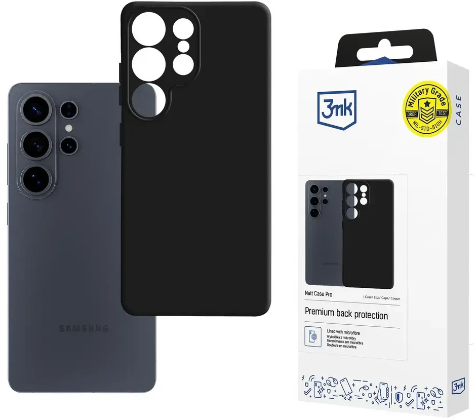 3mk matinis dėklas „Pro“, skirtas „Samsung Galaxy S26 Ultra“ - matinis juodas