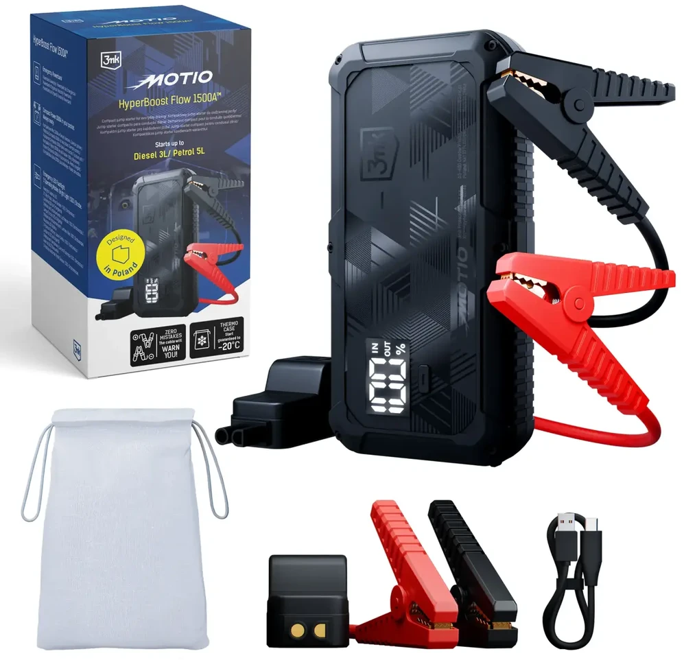 3Mk Protection 3mk Motio HyperBoost Flow 1500A 10 000 mAh su Smart Start kabeliais ir apšvietimu
