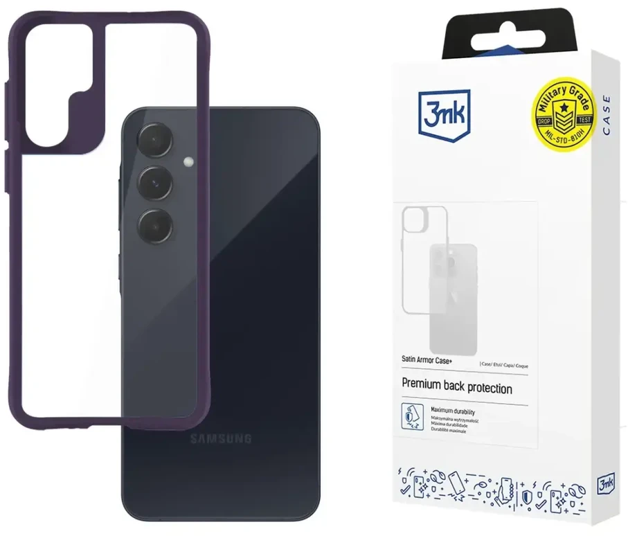 3MK Satin Armor+ Samsung Galaxy A55 5G dėklas telefonui violetinės spalvos