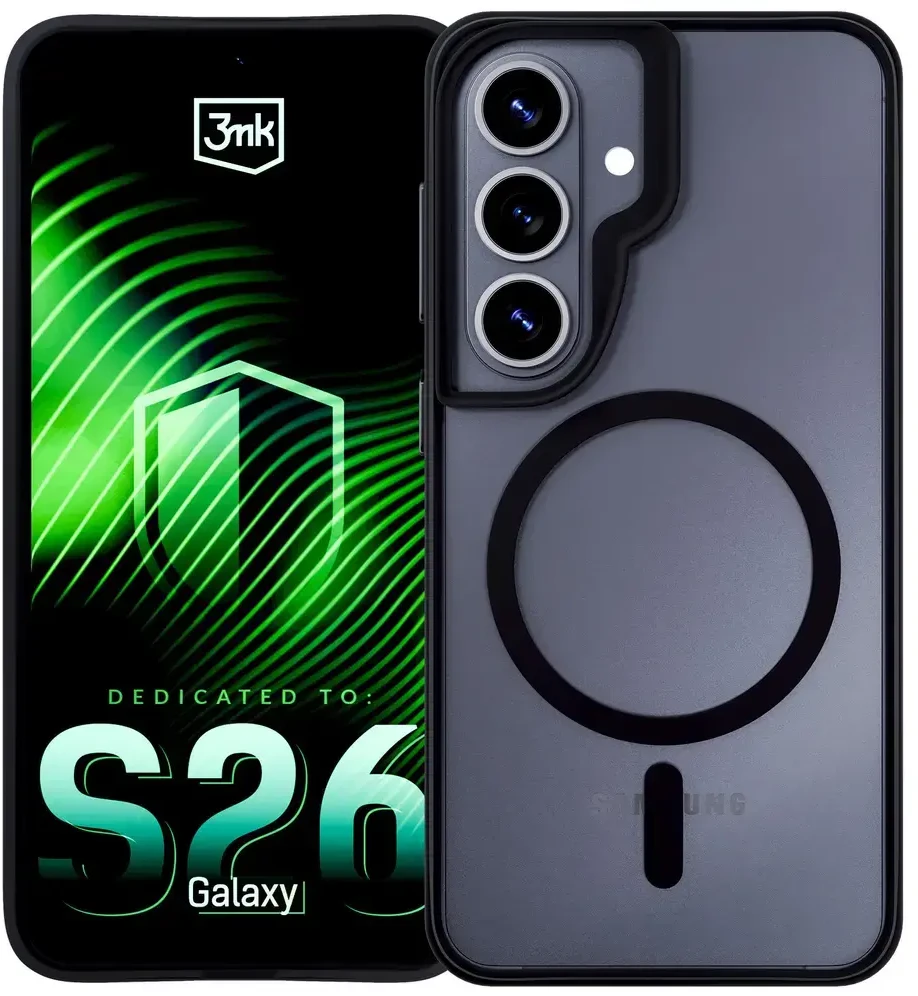 Dėklas 3mk Satin Armor MagCase, skirtas Samsung Galaxy S26 - permatomas Juodas