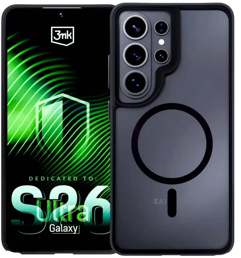 Dėklas 3mk Satin Armor MagCase, skirtas Samsung Galaxy S26 Ultra - permatomas Juodas