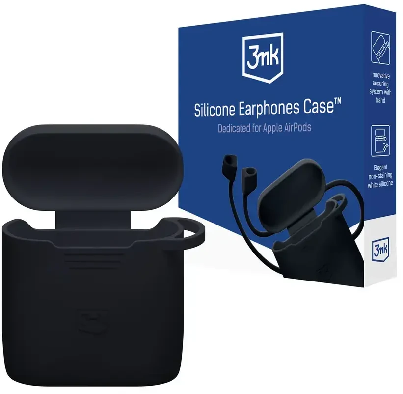 3Mk Protection 3mk silikoninis AirPods dėklas juodas, skirtas AirPods 4 – juodas