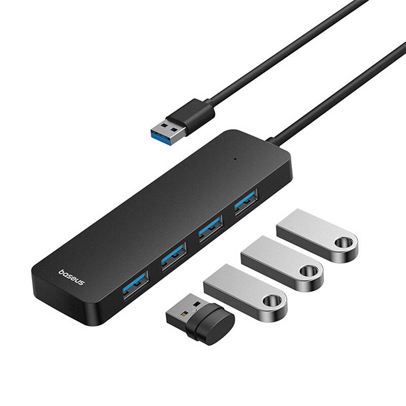4in1 Hub Baseus UltraJoy Lite USB-A į USB 3.0 1m (juodas)