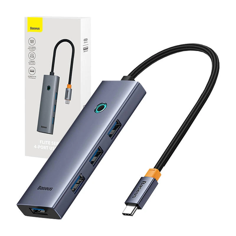 4in1 Hub Baseus UltraJoy USB-C iki USB 3.0 (pilka erdvė)