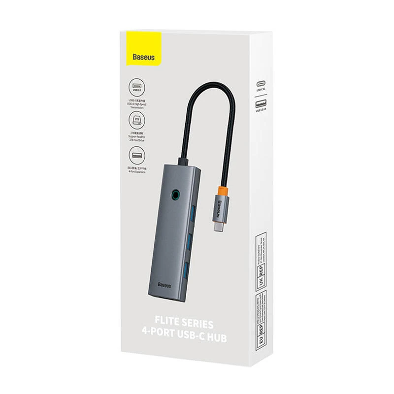 4in1 Hub Baseus UltraJoy USB-C iki USB 3.0 (pilka erdvė)