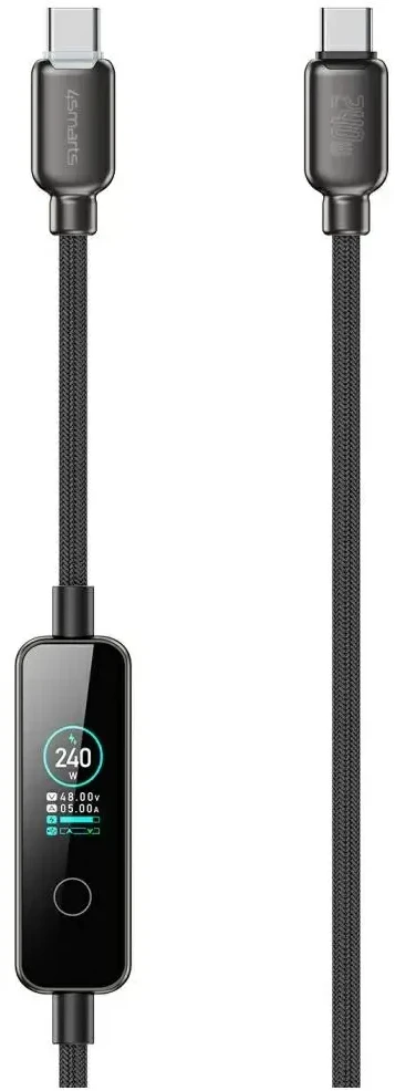 Kabelis 4smarts ScreenCord 240W USB-C/USB-C 1.2 m juodas