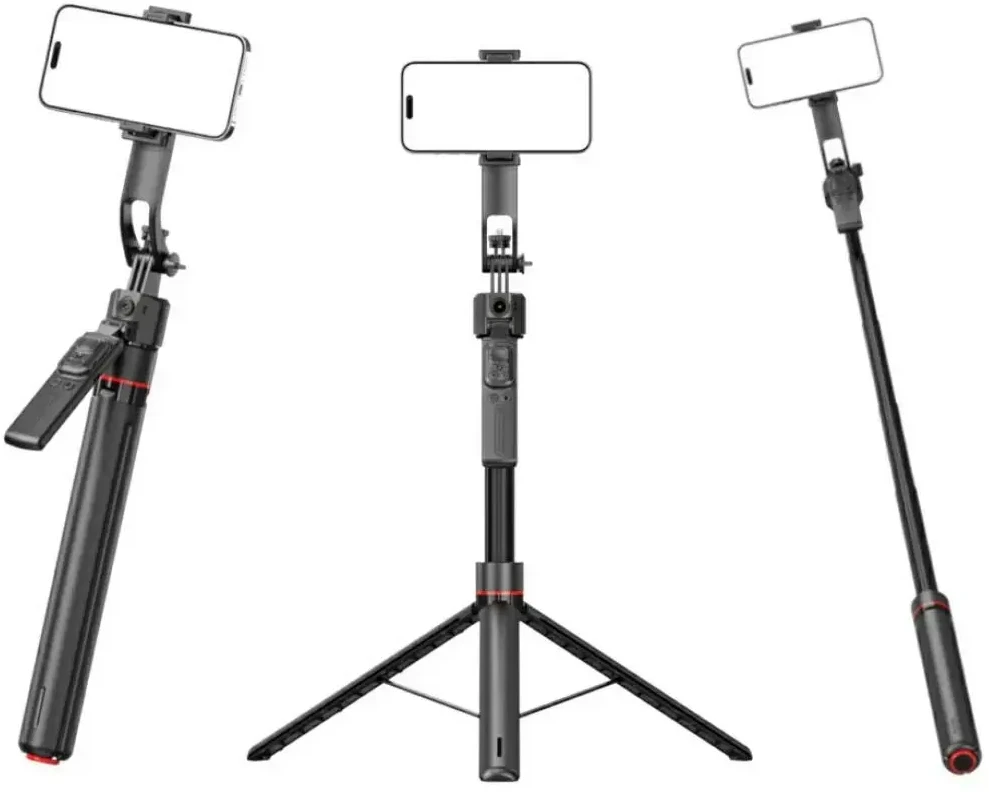 „4smarts“ asmenukių lazdelės trikojis su 360° dirbtinio intelekto veido sekimu, juodas