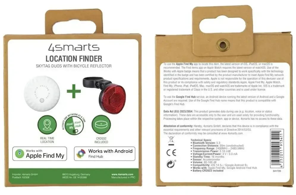 4smarts SkyTag Duos ieškiklis su dviračio atšvaitu