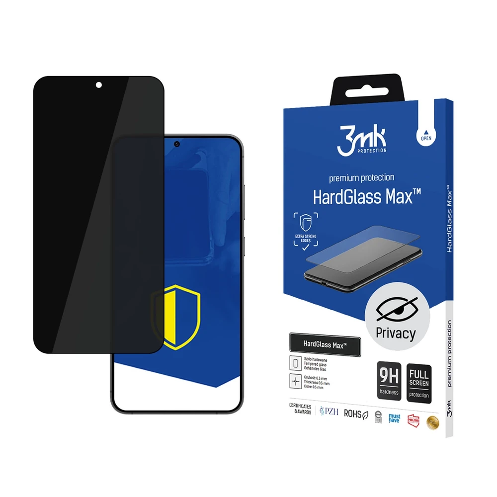 3MK HardGlass Max Privacy Samsung Galaxy S24 Plus juodas, viso ekrano stiklas