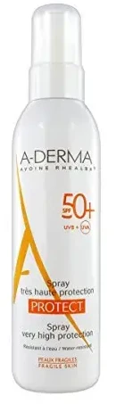 A Derma "Aderma Protect Purškiklis" labai aukštos apsaugos nuo saulės purškalas SPF 50+ 200ml