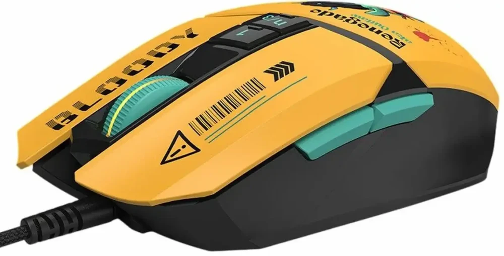 Pelė Myszka žaidimams A4Tech Bloody W63 Max RENEGADE su laidu 12000 dpi optinė geltona
