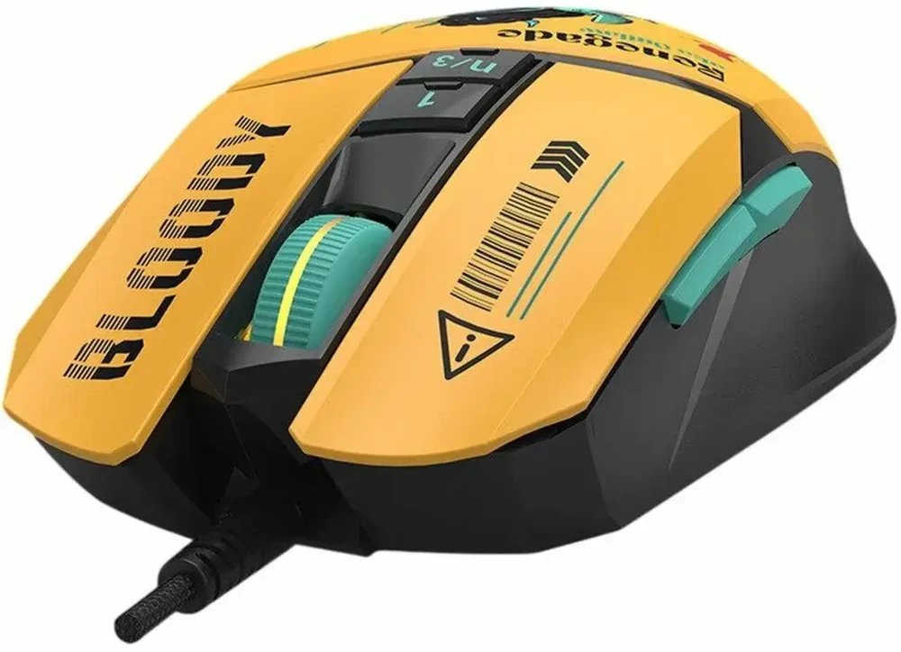 Pelė Myszka žaidimams A4Tech Bloody W63 Max RENEGADE su laidu 12000 dpi optinė geltona