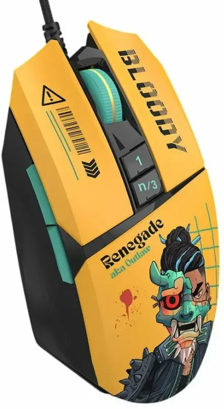 Pelė Myszka žaidimams A4Tech Bloody W63 Max RENEGADE su laidu 12000 dpi optinė geltona