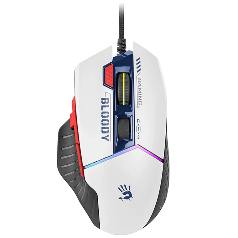 Pelė Myszka žaidimams A4Tech Bloody W95Max Sports Navy su laidu 12000 dpi optinė balta