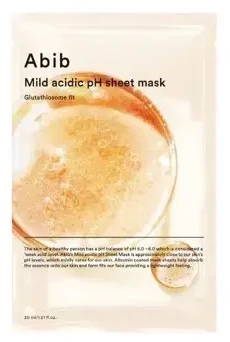 Abib Glutathiosome Mild Acidic pH Sheet Mask Glutathiosome Fit skaistinanti švelniai rūgštinė lakštinė veido kaukė, 30 ml