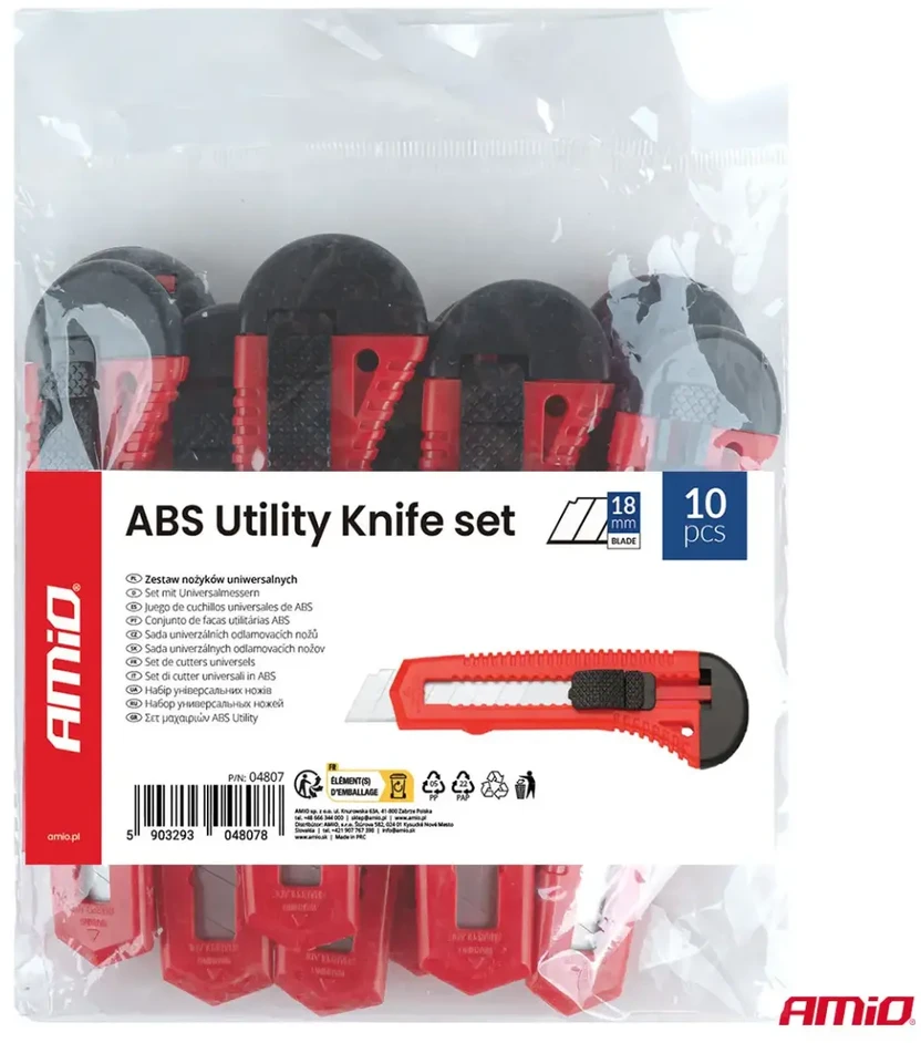Universalus peilis ABS 100x18x0.5mm 10 vnt. amio-04807