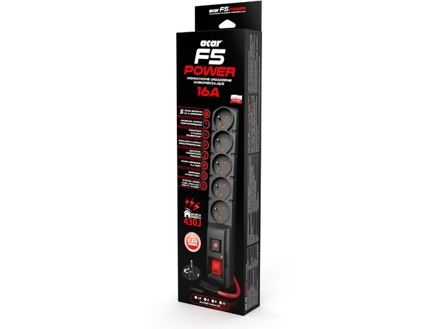 ACAR F5 POWER Juodas 5 AC outlet(s) 230 V 3 m