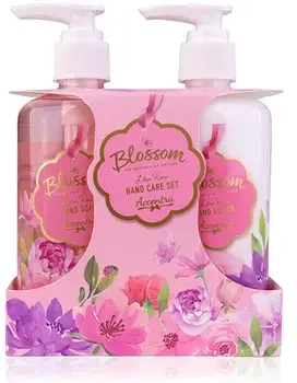 Accentra BLOSSOM rankų priežiūros rinkinys dovanų dėžutėje su pompa, rankų muilas 290 ml, rankų losjonas 290 ml, kvapas: rožė, PU 6/12