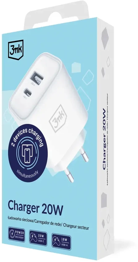 3Mk Protection Accessories - 3mk DualCharge 20W PD3.0 QC 3.0 PPS USB 1A1C Baltas