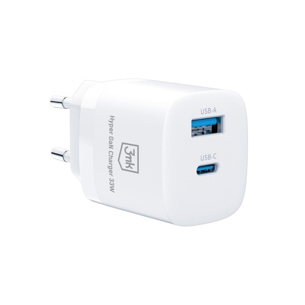 Įkroviklis 3mk Hyper GaN Charger 33W 1xUSB-C + 1xUSB-A baltas