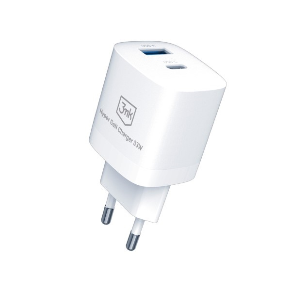 Įkroviklis 3mk Hyper GaN Charger 33W 1xUSB-C + 1xUSB-A baltas