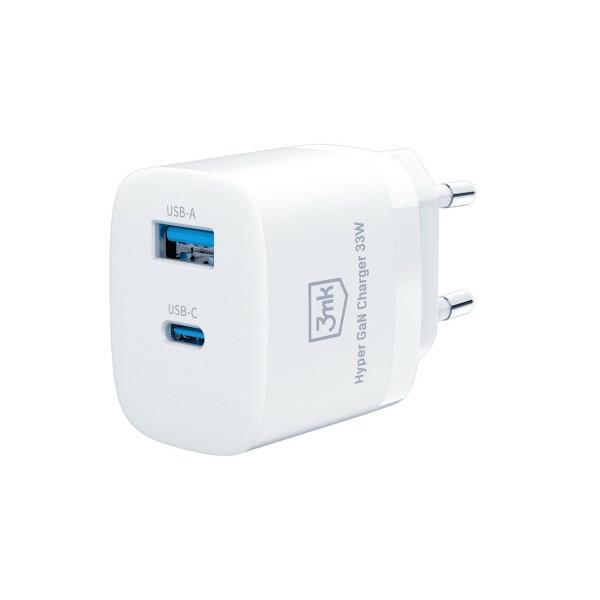Įkroviklis 3mk Hyper GaN Charger 33W 1xUSB-C + 1xUSB-A baltas